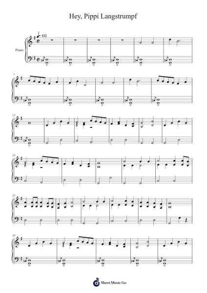 Hey, Pippi Langstrumpf Sheet Music by undefined-Arr.Shelmore Yetgrant