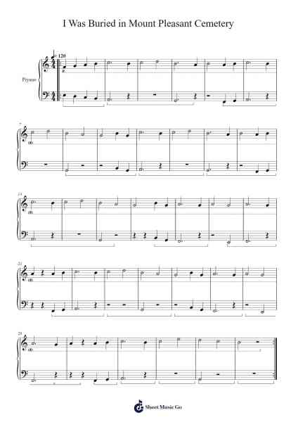 I Was Buried in Mount Pleasant Cemetery Sheet Music by Bunmer-Arr.Davehan