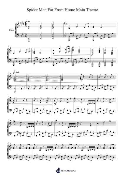 Spider Man Far From Home Main Theme Sheet Music by Michael Giacchino-Arr.Snowcol