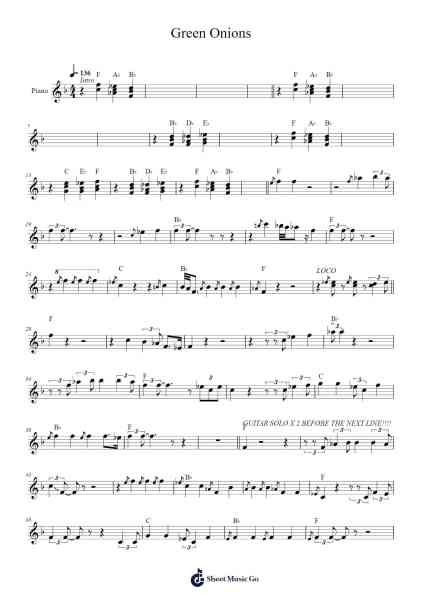 Green Onions Sheet Music by Booker T. Jones-Arr.Blithephne