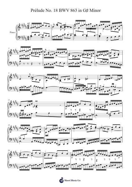 Prélude No. 18 in G♯ Minor, BWV 863 Sheet Music by Johann Sebastian Bach-Arr.Robva