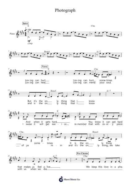 Photograph Sheet Music by Ed Sheeran-Arr.Shirnett