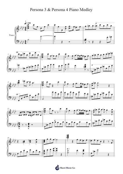 Persona 3 & Persona 4 Piano Medley Sheet Music by Shoji Meguro-Arr.Cherlius Bunearl