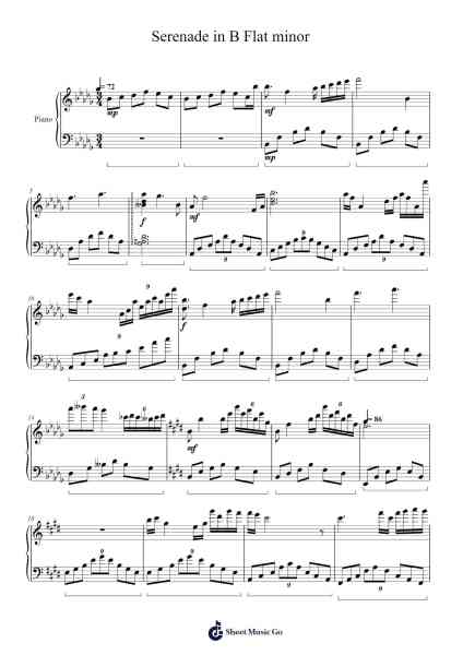 Serenade in B Flat Minor "The Joy of Time" Sheet Music by Li Yang Yang-Arr.Diapenn