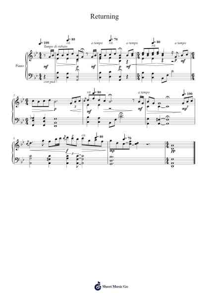 Returning Sheet Music by The Cure-Arr.Auso