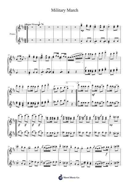 Military March Sheet Music by Franz Schubert-Arr.Lilrald
