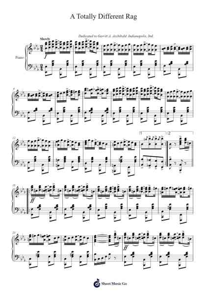 A Totally Different Rag Sheet Music by MAY AUFDERHEIDE-Arr.Sainsram