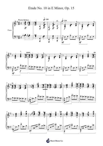 Bortkiewicz Etude No. 10 in E Minor, Op. 15 Sheet Music by Sergei Bortkiewicz-Arr.Vebted Saulquinn