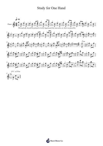 Study for One Hand Sheet Music by Tuukka Jokilehto-Arr.Cyncer Raeh