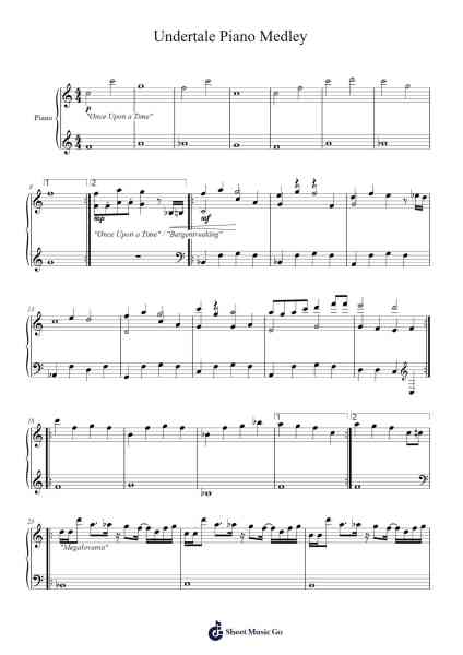 Undertale Piano Medley Sheet Music by Toby Fox-Arr.Payyule