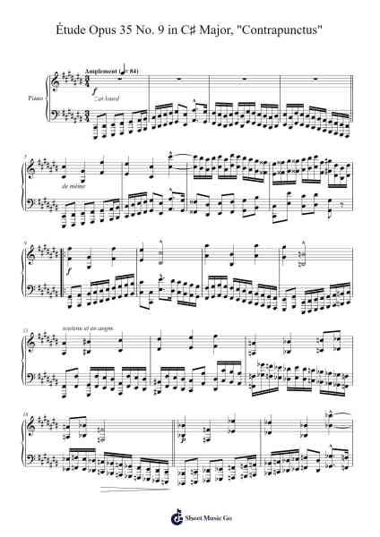 Étude Opus 35 No. 9 in C♯ Major, "Contrapunctus" Sheet Music by Charles-Valentin Alkan-Arr.Hemike Allain