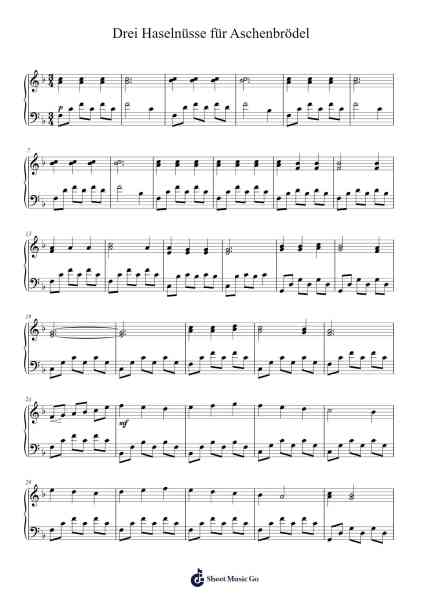 Drei Haselnüsse Für Aschenbrödel Sheet Music by Karel Svoboda-Arr.Heca