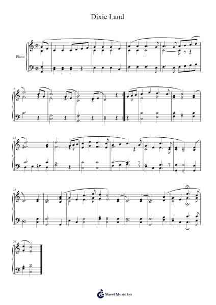 Dixie Land Sheet Music by Daniel Decatur Emmett-Arr.Pomeo Walshbee