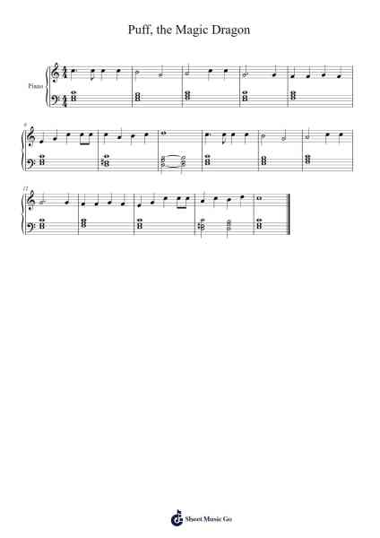 Puff, the Magic Dragon Sheet Music by Peter, Paul and Mary-Arr.Lambken Bespag