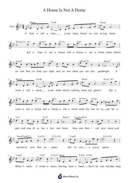 A House Is Not A Home Sheet Music by Burt Bacharach-Arr.Pullzie Willmiles
