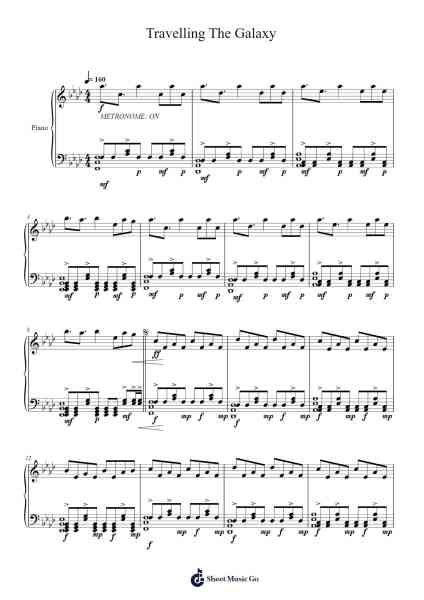 Travelling The Galaxy Sheet Music by F-777/Jesse Valentine-Arr.Kylefie