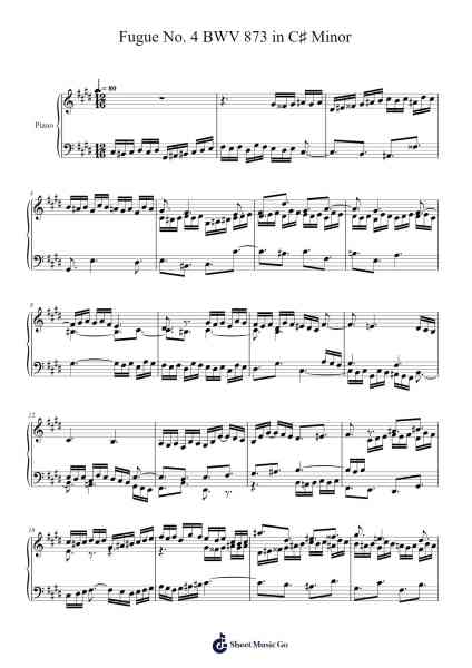 Fugue No. 4 in C♯ Minor, BWV 873 Sheet Music by Johann Sebastian Bach-Arr.Sanhan Eipscius