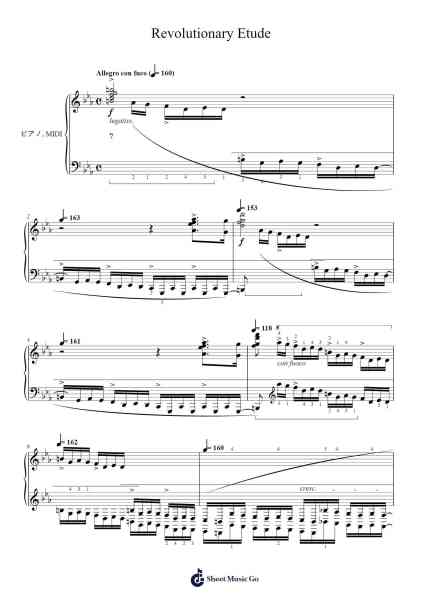 Revolutionary Etude Sheet Music by Frederic Chopin-Arr.Sweetxe Goldthune