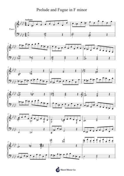 Prelude and Fugue in F Minor, Op. 31 Sheet Music by Daitrid Piersliam-Arr.Birdbrey