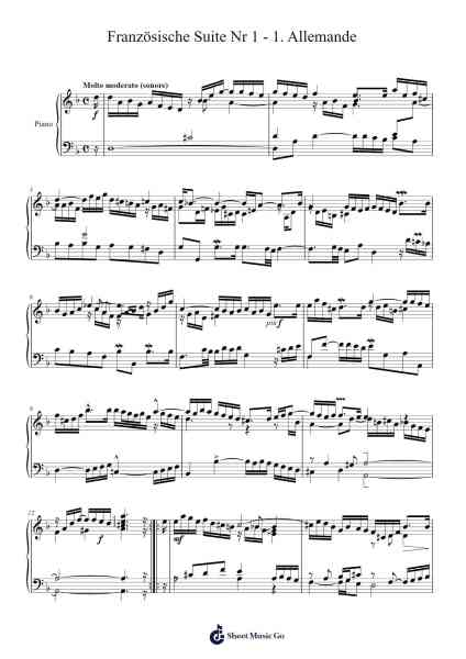 Französische Suite No. 1 in D Minor, BWV 812: I. Allemande Sheet Music by Johann Sebastian Bach-Arr.Lytckey Comnel