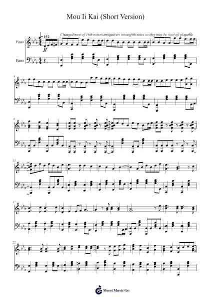 Mou Ii Kai (Short Version) Sheet Music by Clod55-Arr.Padlia Bebe