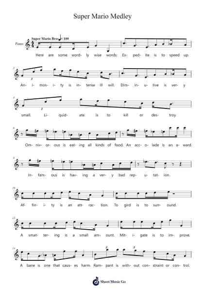 Super Mario Medley Sheet Music by Tanner Eustace-Arr.Louisen Jusine