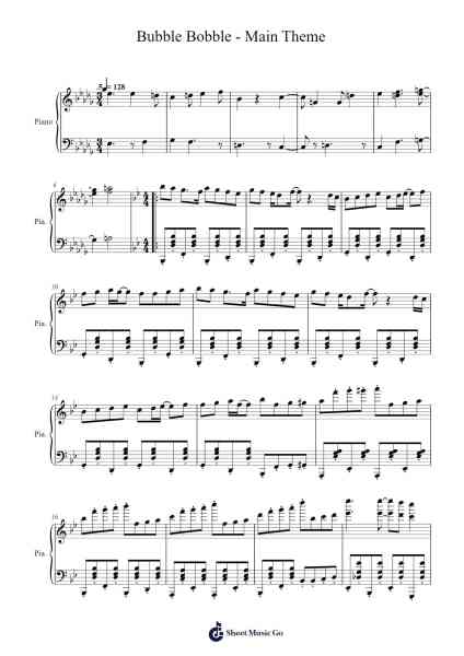 Bubble Bobble - Main Theme (Ragtime) Sheet Music by David Whittaker-Arr.Upving