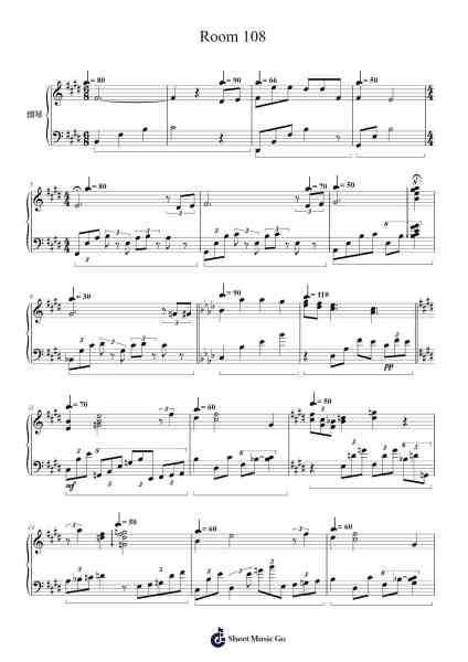 Room 108 Sheet Music by Giovanni Allevi-Arr.Brookecher Nicksie