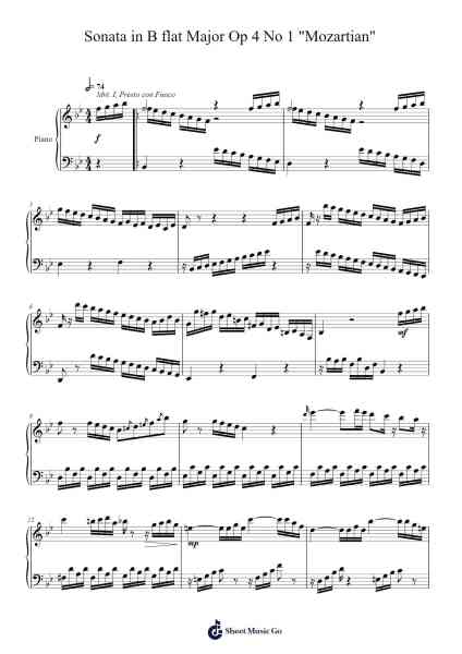 Sonata in B flat Major Op. 4 No. 1 "Mozartian" 樂譜由 Wolfgang Amadeus Mozart - 編曲 Kentfred