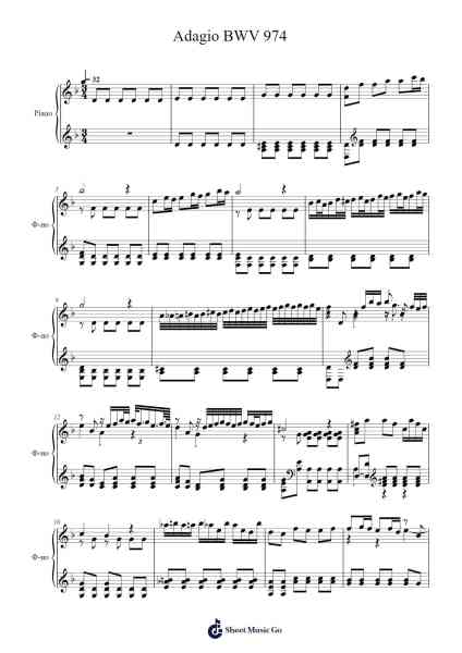 Adagio BWV 974 by Bach/Marcello Sheet Music by Johann Sebastian Bach-Arr.Reyler Poundien