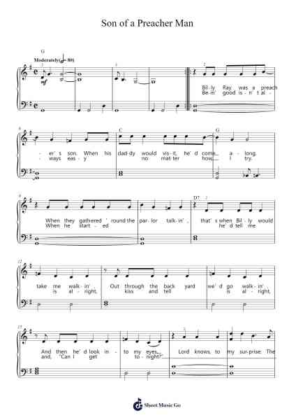Son of a Preacher Man Sheet Music by Dusty Springfield-Arr.Leoduke Hodwey