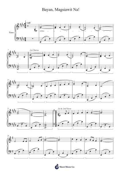 Bayan, Magsiawit Na! Sheet Music by Juni Bolabon-Arr.Derwy Joylogg