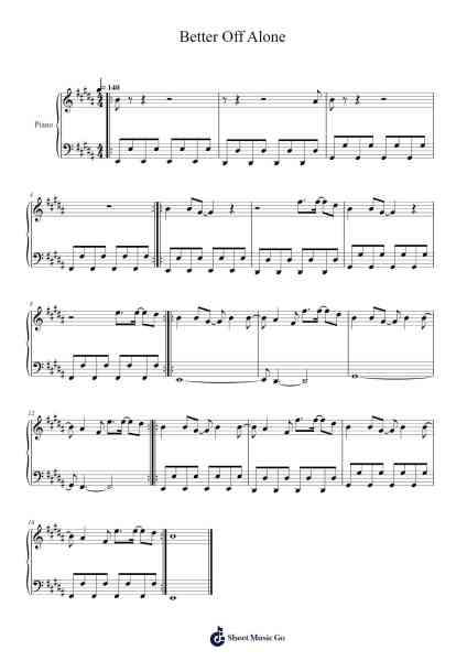 Better Off Alone Sheet Music by Alice DJ-Arr.Gailmand