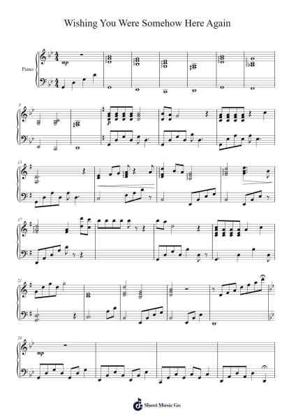 Wishing You Were Somehow Here Again Sheet Music by undefined-Arr.Poundnions