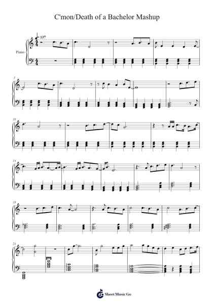 C'mon/Death of a Bachelor Mashup Sheet Music by undefined-Arr.Hartelius Toddkit