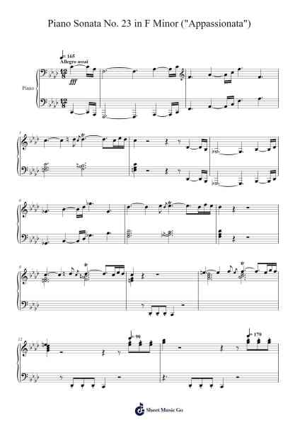 Piano Sonata No. 23 in F Minor ("Appassionata") Sheet Music by Ludwig van Beethoven-Arr.Geofchael