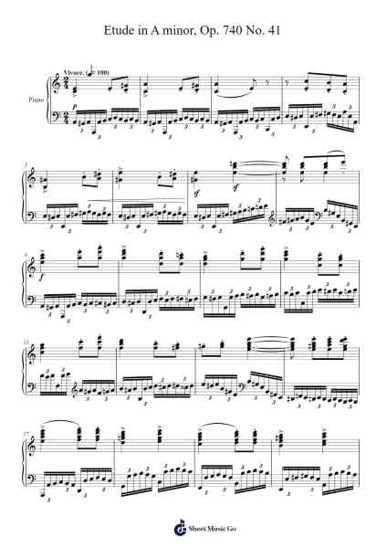 Czerny Etude in A minor, Op. 740 No. 41 Sheet Music by Carl Czerny-Arr.Relip