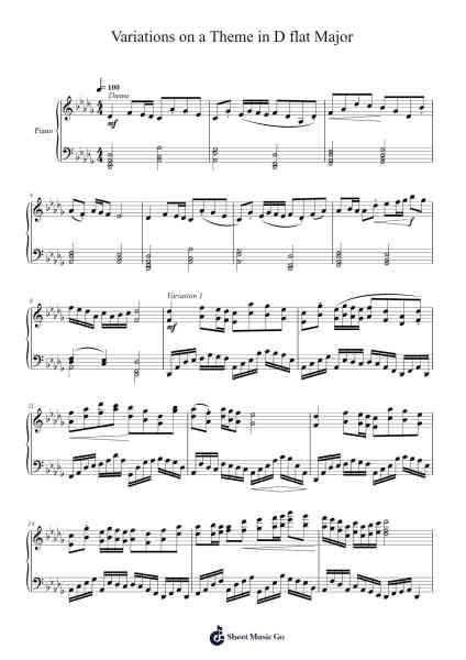 Variations on a Theme in D flat Major Sheet Music by Warhill-Arr.Steino'neil Erdine