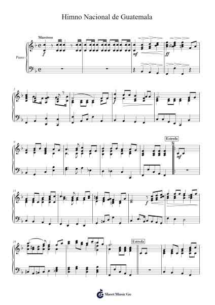 Himno Nacional de Guatemala Sheet Music by José Joaquín Palma-Arr.Tateearl Grantbroad