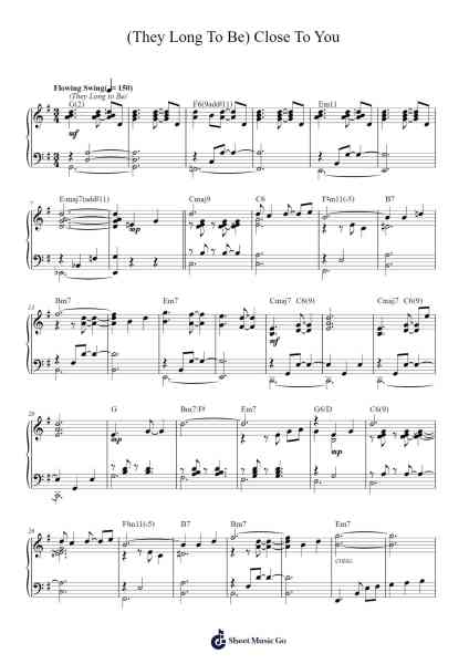 (They Long To Be) Close To You Sheet Music by Carpenters-Arr.Janecher Duh