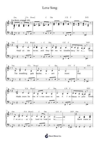 Love Song Sheet Music by Sara Bareilles-Arr.Naburne
