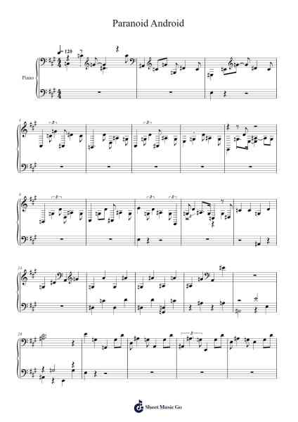 Paranoid Android Sheet Music by Radiohead-Arr.Everkeith Abters