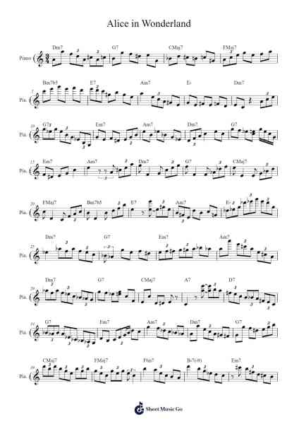 Alice in Wonderland Sheet Music by Cyrille Carrotte-Arr.Louisron Whitemax