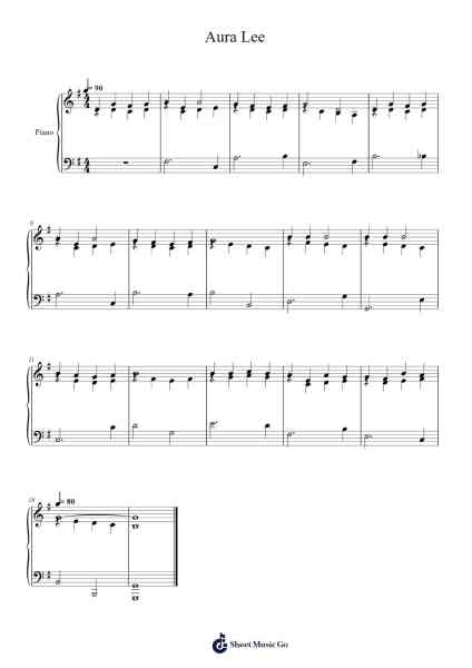 Aura Lee Sheet Music by George R. Poulton-Arr.Drylie