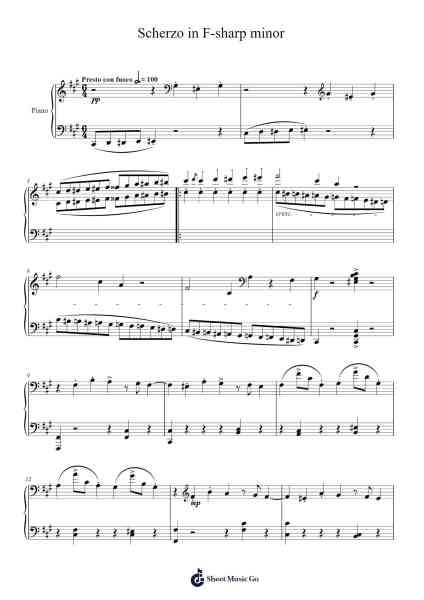 Scherzo in F-sharp Minor Sheet Music by Charley Feng-Arr.Irsharp Bartrah