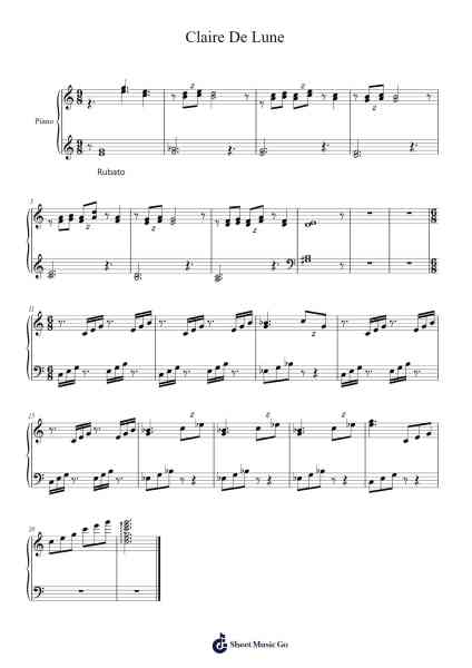 Suite bergamasque: III. Clair de lune Musica per pianoforte di Claude-Achille Debussy - Arr.Wymo