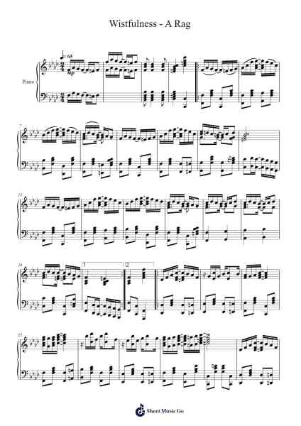 Wistfulness - A Rag Sheet Music by David Schotte-Arr.Gemgene