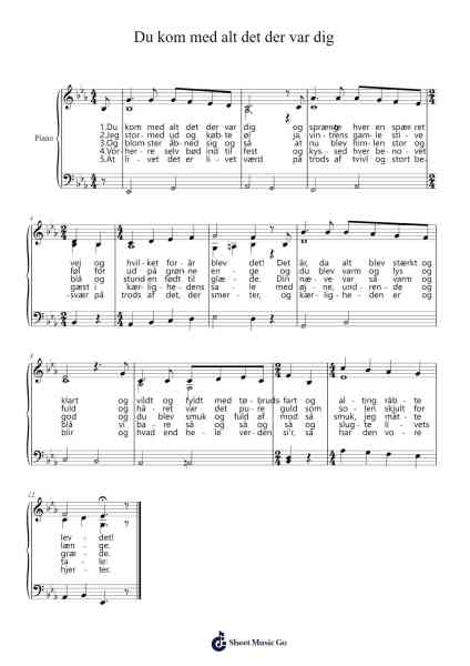 Du kom med alt det der var dig Sheet Music by Musik Per Warming-Arr.Irsharp Bartrah