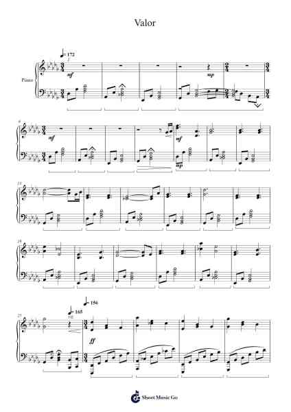 Valor Sheet Music by Jacob (MusicRebel)-Arr.Janecher Duh