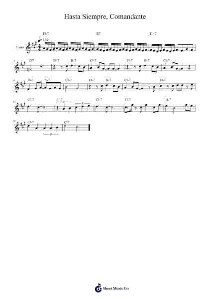 Hasta Siempre, Comandante Sheet Music by undefined-Arr.Humglas Leathus